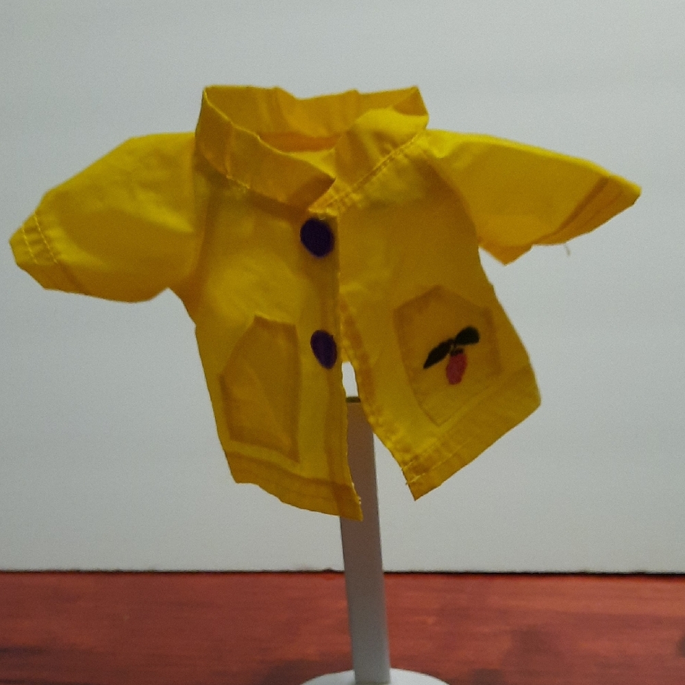 Yellow Doll Rain Coat with Purple Felt And Velcro Closing
